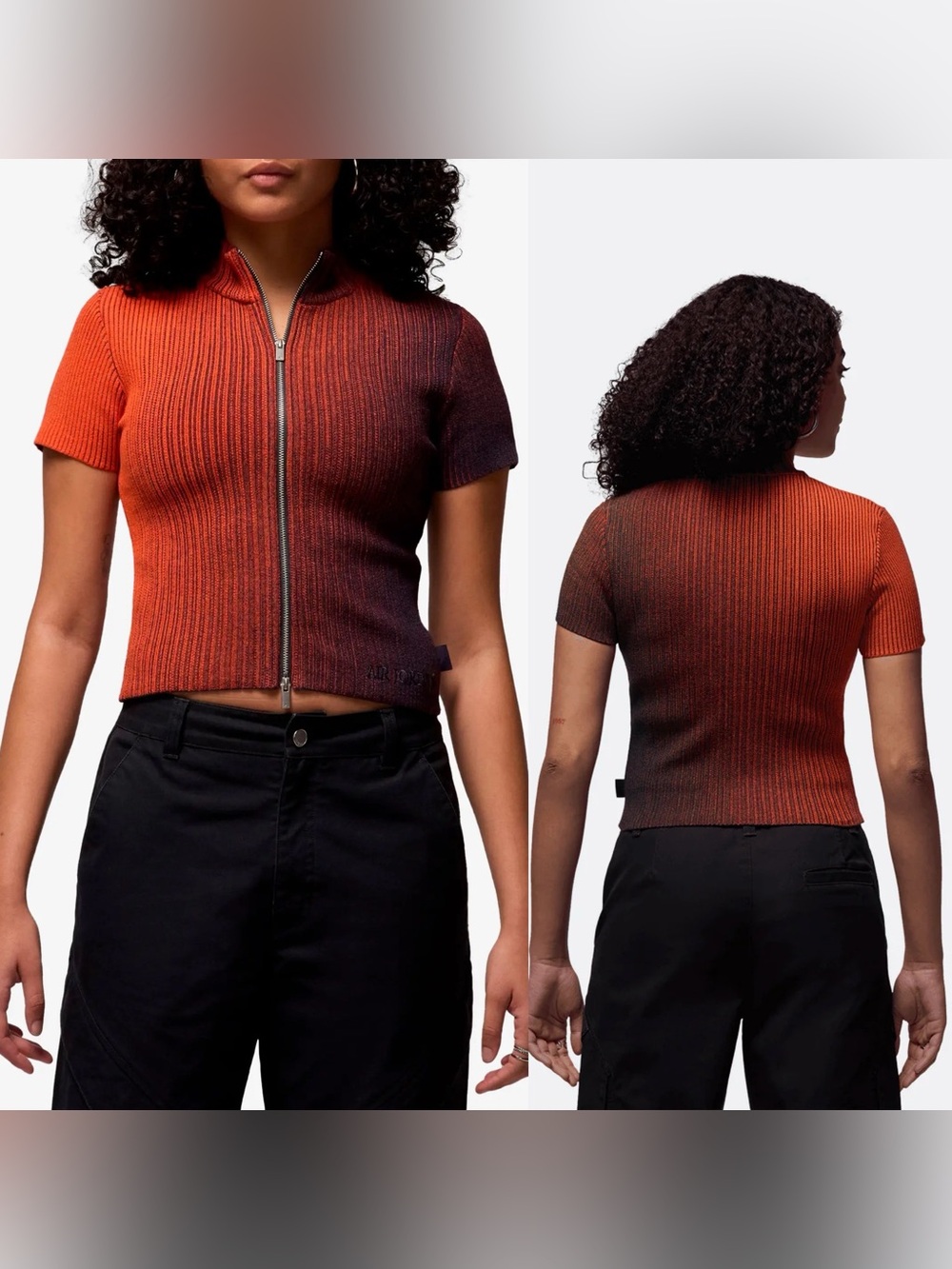 Nike Air Jordan Women's Full-Zip Knit Top Short Sleeve size XS NWT HF9438